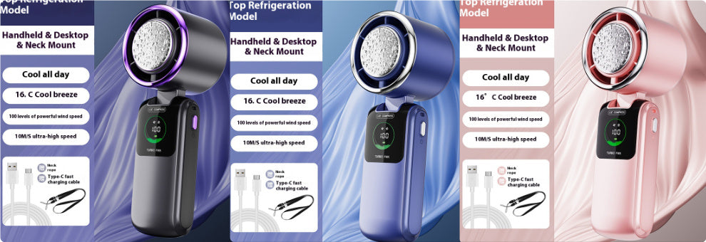 New Ice Pack High-Speed Handheld Eletirc Fan Speed Adjustable Folding Mini Fan Portable