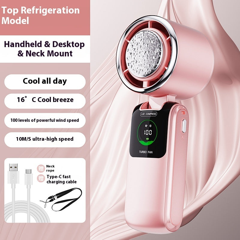 New Ice Pack High-Speed Handheld Eletirc Fan Speed Adjustable Folding Mini Fan Portable