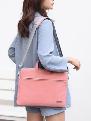 Leather Women Laptop Bag Notebook Carrying Case Briefcase For Macbook