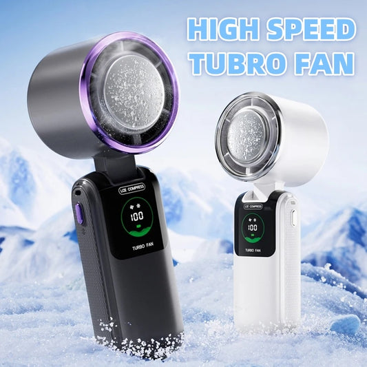 New Ice Pack High-Speed Handheld Eletirc Fan Speed Adjustable Folding Mini Fan Portable