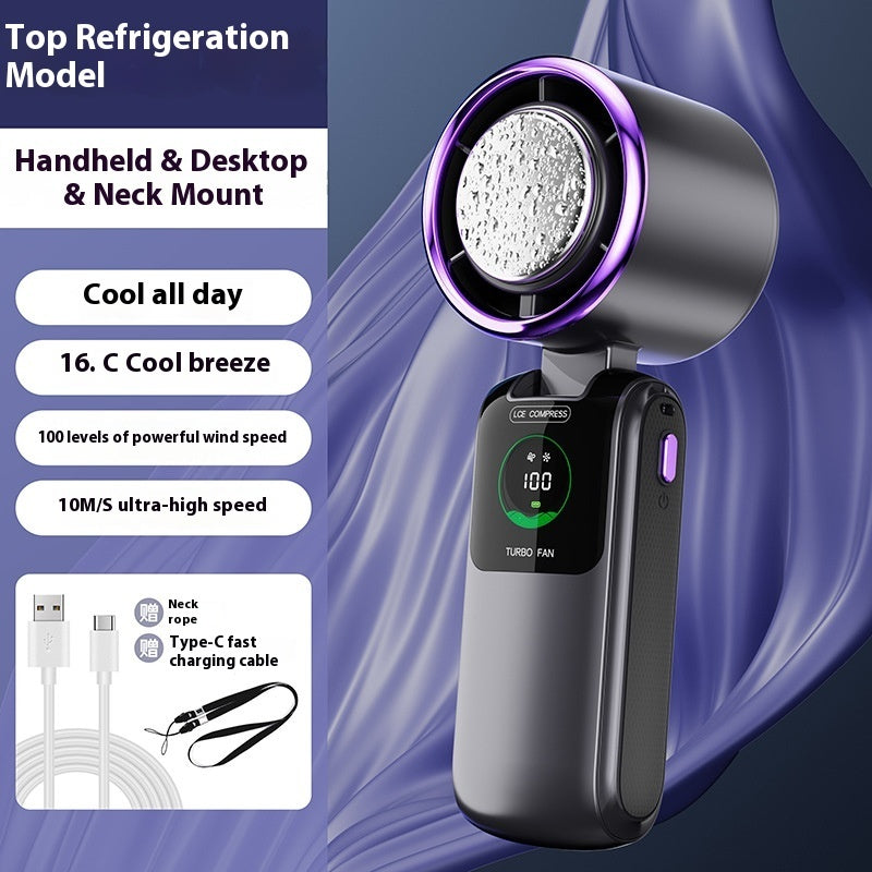 New Ice Pack High-Speed Handheld Eletirc Fan Speed Adjustable Folding Mini Fan Portable
