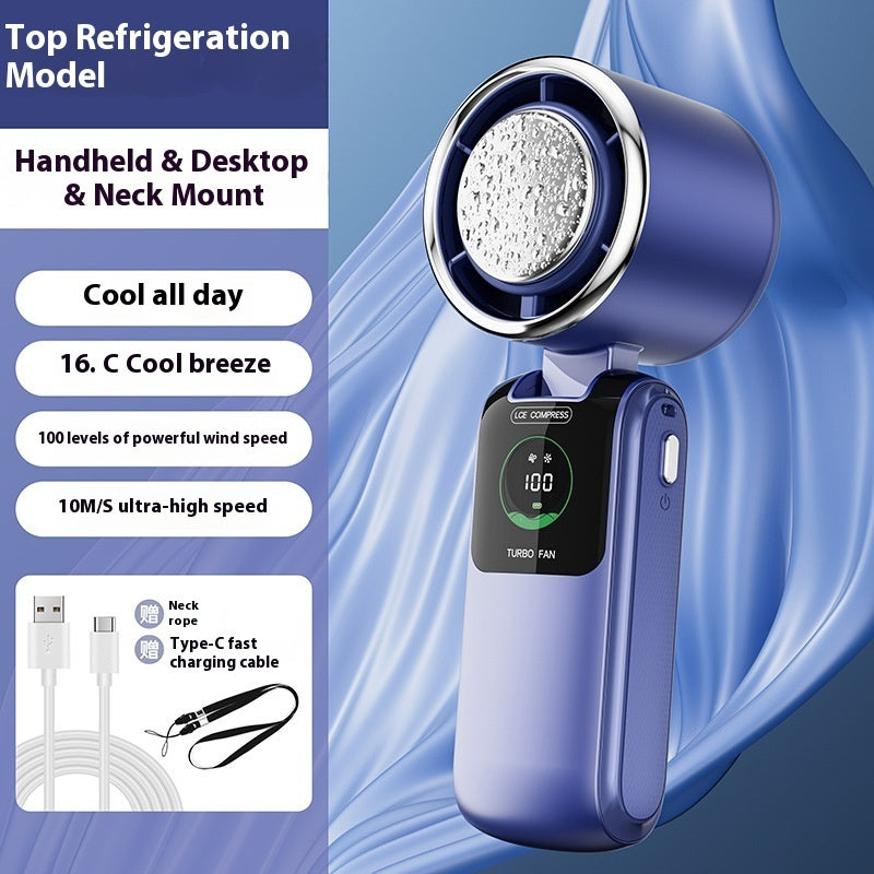 New Ice Pack High-Speed Handheld Eletirc Fan Speed Adjustable Folding Mini Fan Portable